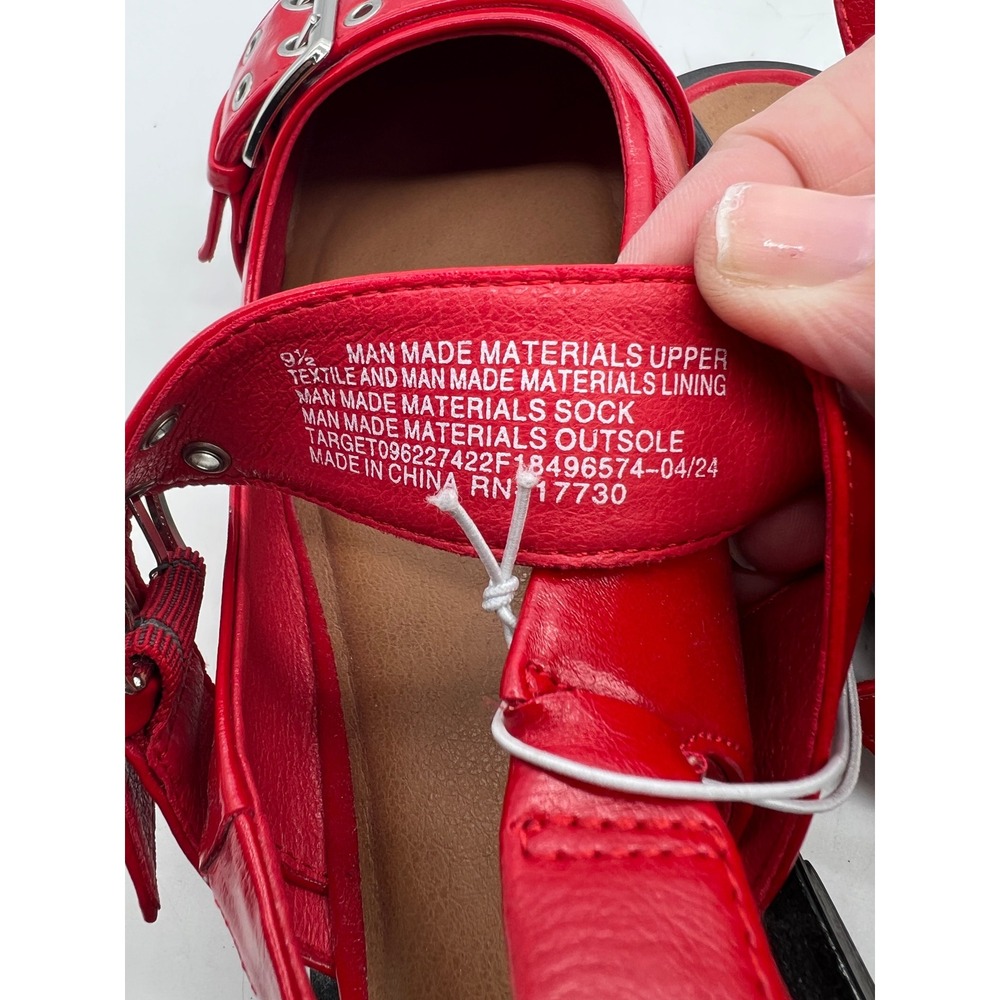 Punk Indie Edgy Wild Fable Red Buckle Slingback Pointed Toe Flats 9.5 Red - Picture 5 of 9